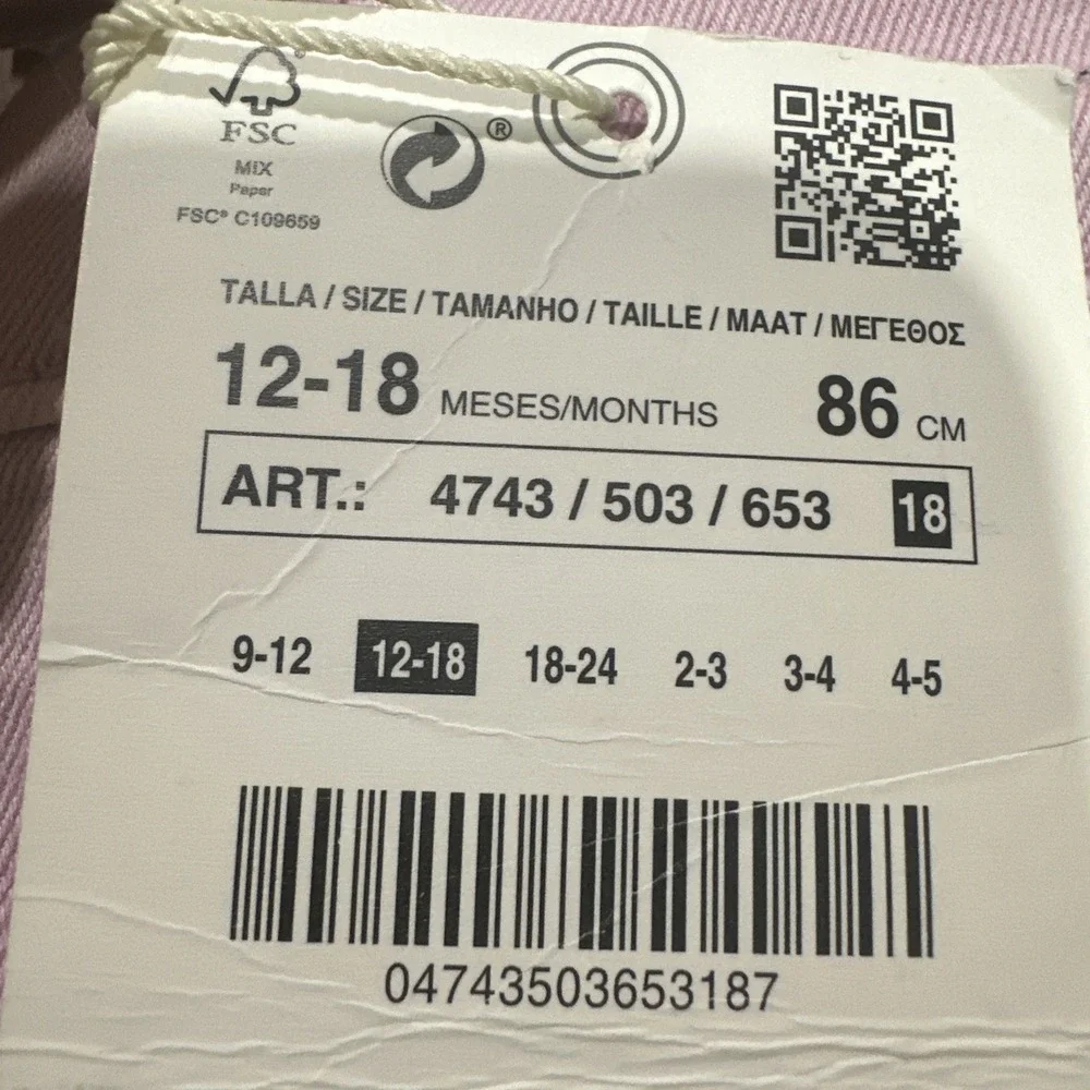 Zara Baby Jeans 12-18 Months Stratchy Soft‎ Denim Pink Pants
